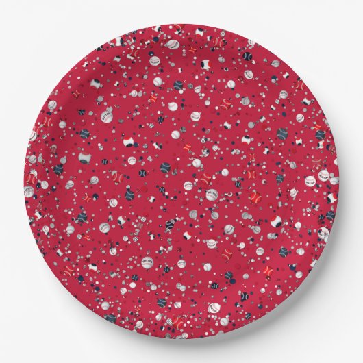 Baseball Confetti, Red-PAPER-PARTY-TELLER Pappteller (Vorderseite)