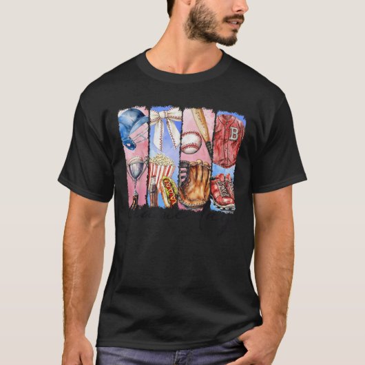 Baseball Coquette Baseball Bow Baseball M T-Shirt (Vorderseite)