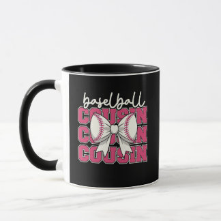 Baseball Cousin Pink Coquette Bow Sports Fan Tasse