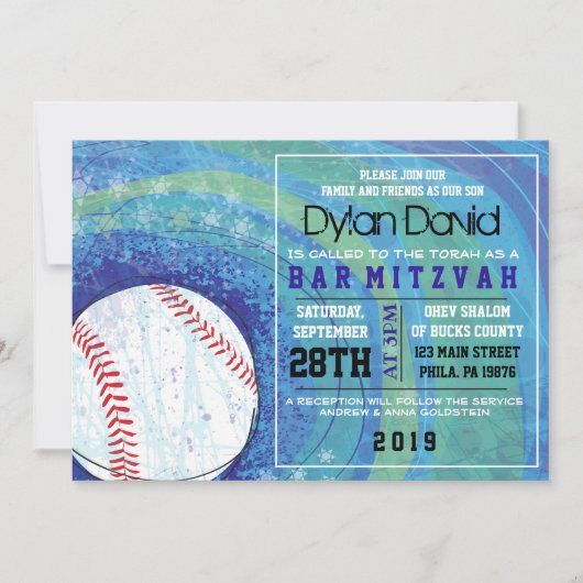 BASEBALL CRAZE Bar Bat Mitzvah Einladung (Vorderseite)
