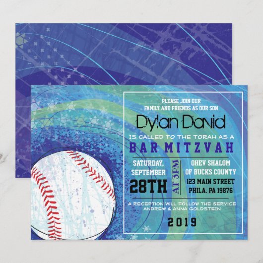 BASEBALL CRAZE Bar Bat Mitzvah Einladung (Vorne/Hinten)
