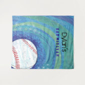 BASEBALL CRAZE Bar Bat Mitzvah Einladung Wandteppich (Vorderseite (Horizontal))