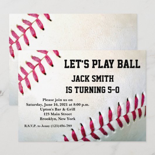 Baseball Custom Man Birthday Einladung (Vorne/Hinten)