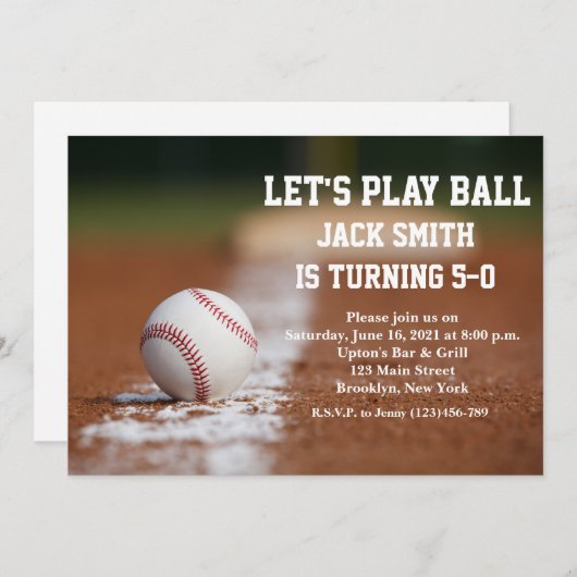 Baseball Custom Man Birthday Einladung (Vorne/Hinten)