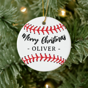 Baseball Custom Name Frohe Weihnachten Keramik Ornament