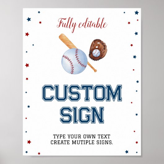 Baseball Custom Table Sign Birthday Baby Dusche Poster (Vorne)