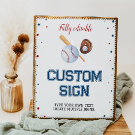 Baseball Custom Table Sign Birthday Baby Dusche Poster