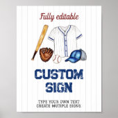 Baseball Custom Table Sign Geburtstagspartei Poster (Vorne)