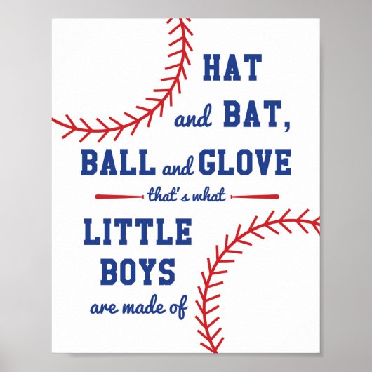Baseball dachte, was kleine Jungs sind Poster (Vorne)