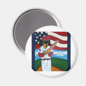 Baseball Dackel Magnet (Vorderseite/Rückseite)