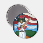 Baseball Dackel Magnet (Vorderseite/Rückseite)