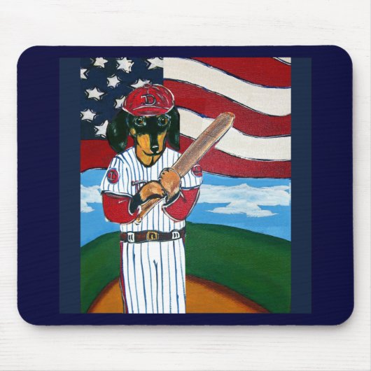 Baseball Dackel Mousepad (Vorne)