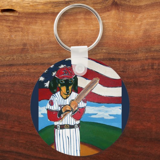 Baseball Dackel Schlüsselanhänger (Vorderseite)