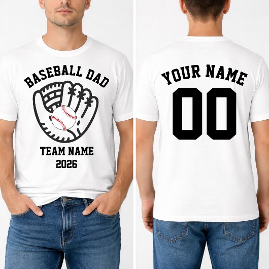 Baseball Dad Team Custom Name Number  T-Shirt