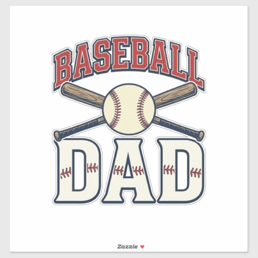Baseball Dad Vintage Engraving Shirt Design_1 Aufkleber (Blatt)
