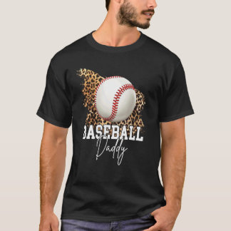 Baseball Daddy Leopard Heart T-Shirt