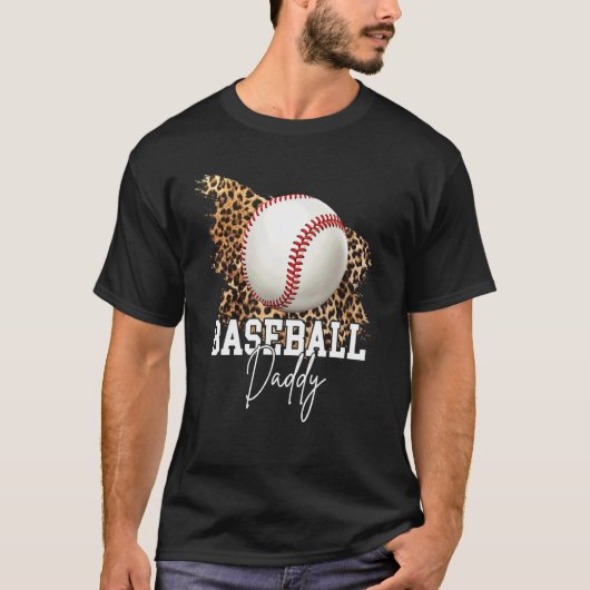 Baseball Daddy Leopard Heart T-Shirt (Vorderseite)