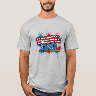 Baseball-Daddy-Shirt Patriotischer Splatter-Tee T-Shirt