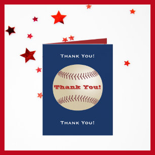 Baseball "Danke" Blau, Rot Note Dankeskarte