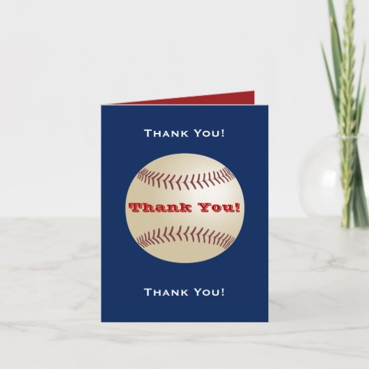 Baseball "Danke" Blau, Rot Note Dankeskarte (Vorderseite)