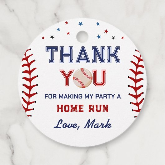Baseball Danke, Geburtstag Geschenkanhänger (Rückseite)