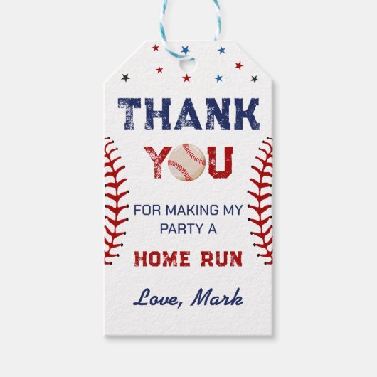 Baseball Danke, Geburtstag Geschenkanhänger (Vorderseite)