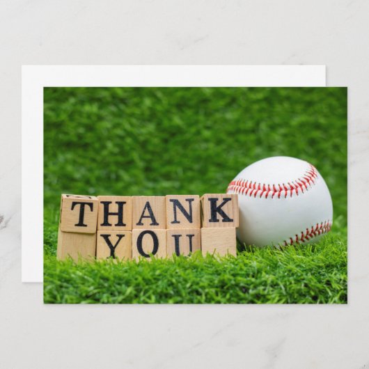 Baseball danke Ihnen mit Baseball auf grünem Gras (Vorne/Hinten)