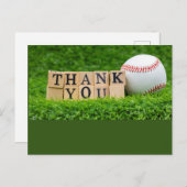 Baseball danke Ihnen mit Baseball auf grünem Gras Postkarte (Vorne/Hinten)