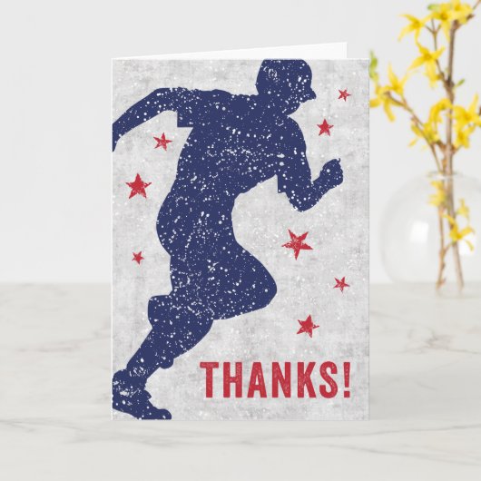 Baseball Danke, Karte mit laufendem Jungen (Gelbe Blume)