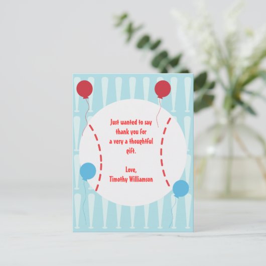 Baseball Danke, Post Card Postkarte (Stehend Vorderseite)