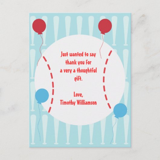 Baseball Danke, Post Card Postkarte (Vorderseite)