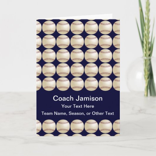 Baseball Dark Blue Card für den Coach, Leere Innen Dankeskarte (Vorderseite)