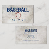 Baseball, das ist alles visitenkarte (Vorne/Hinten)