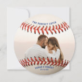 Baseball das perfekte Catch-Foto Hochzeit Save The Date (Rückseite)