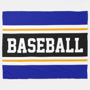BASEBALL Deep Blue Yellow Black Athletic Stripes Fleecedecke