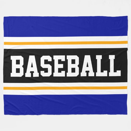 BASEBALL Deep Blue Yellow Black Athletic Stripes Fleecedecke (Vorderseite (Horizontal))