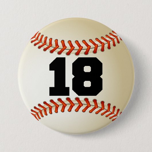 Baseball der Nr.-18 Button (Vorderseite)