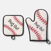 Baseball-Design Ofenhandschuh & Topflappen-Set (Vorderseite)