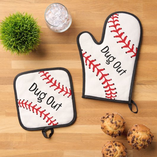 Baseball-Design Ofenhandschuh & Topflappen-Set (Oben Unten)