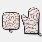 Baseball Design Oven Mitt und Pot Holder Ofenhandschuh & Topflappen-Set (Vorderseite)