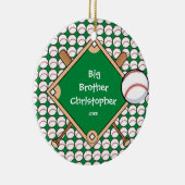 Baseball-Diamant-Bruder-Weihnachtsverzierung Keramikornament (Rechts)