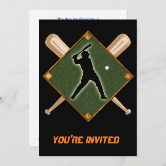 Baseball Diamond Batter 1 Einladung (Vorne/Hinten)