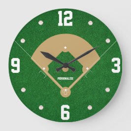 Baseball Diamond Design Sports Fan Home Decor Gift Große Wanduhr