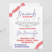Baseball Diamond, Girls bester Freund-Brautparty Einladung (Vorne/Hinten)