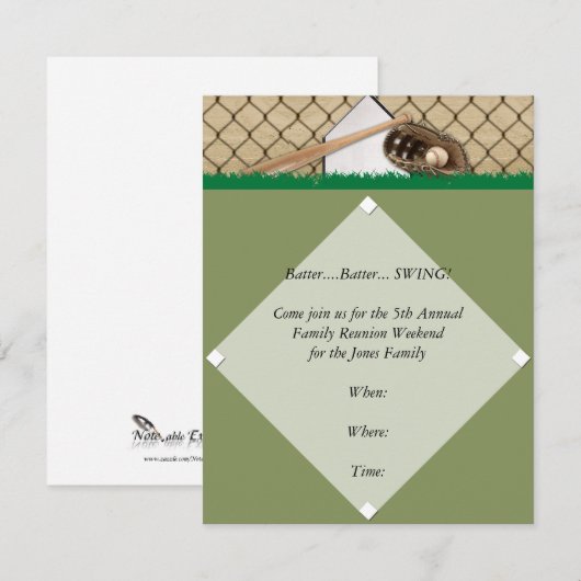 Baseball Diamond-Party Einladung (Vorne/Hinten)