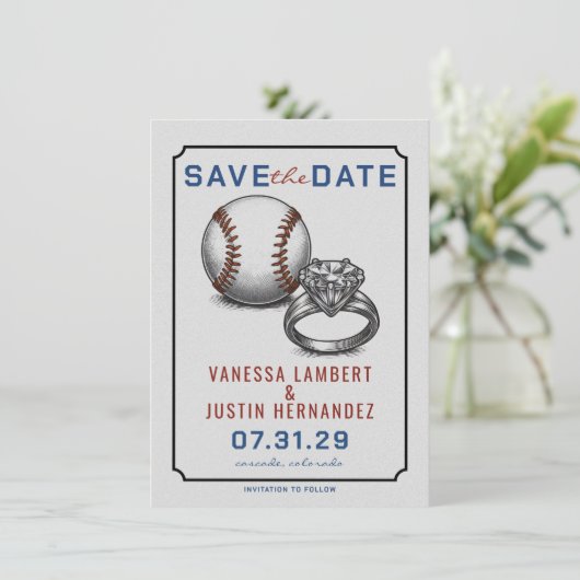Baseball Diamond Save The Date (Stehend Vorderseite)