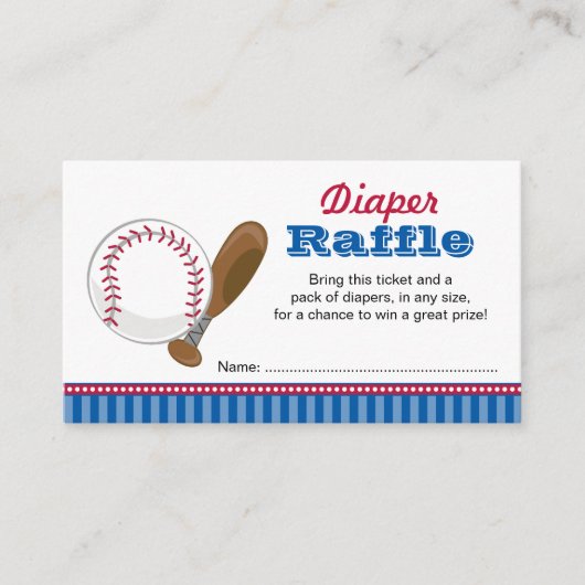 Baseball Diaper Raffle Ticket Begleitkarte (Vorderseite)