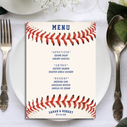 Baseball die perfekte Empfängnis für Hochzeiten Menükarte