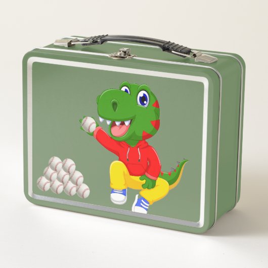 Baseball Dino Metal Custom Lunchbox (Vorderseite)