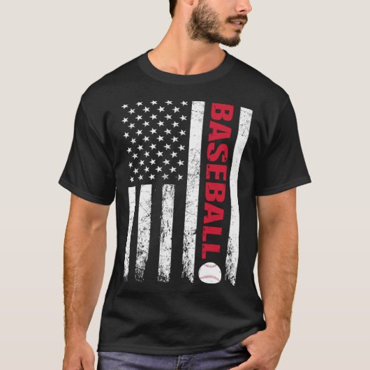 Baseball Distressed American Flag USA Coach Athlet T-Shirt (Vorderseite)